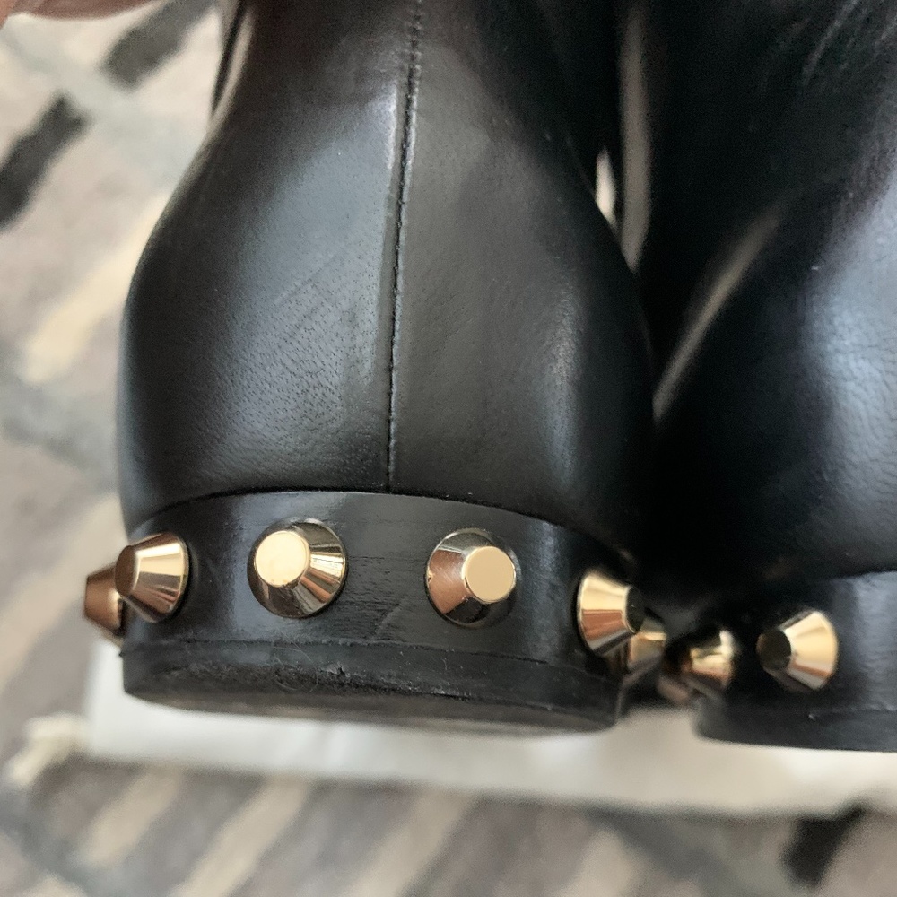 Balenciaga Black Leather Studded Heel Ankle Boots - Picture 5 of 8